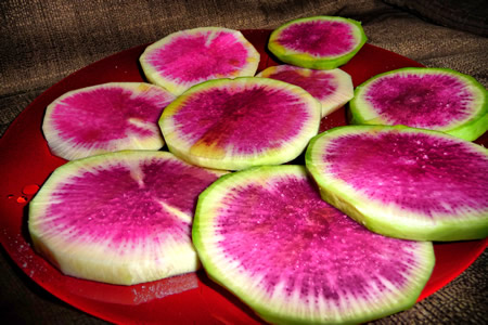 Pink daikon from NamaYasai.